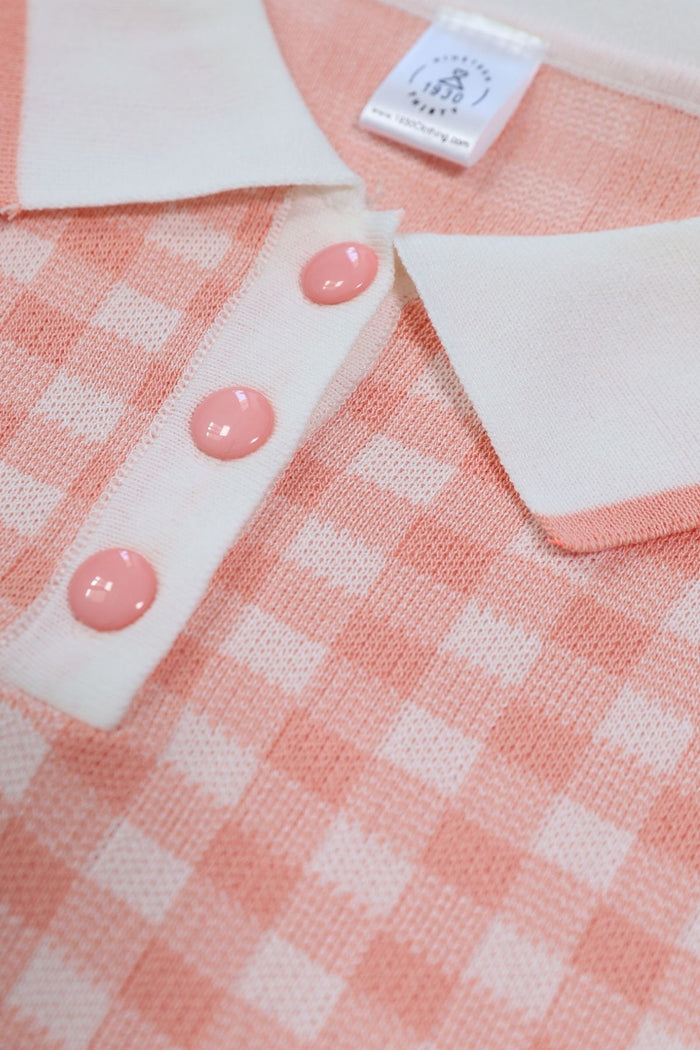 JENNA Plaid Knit Shirt (Pink)
