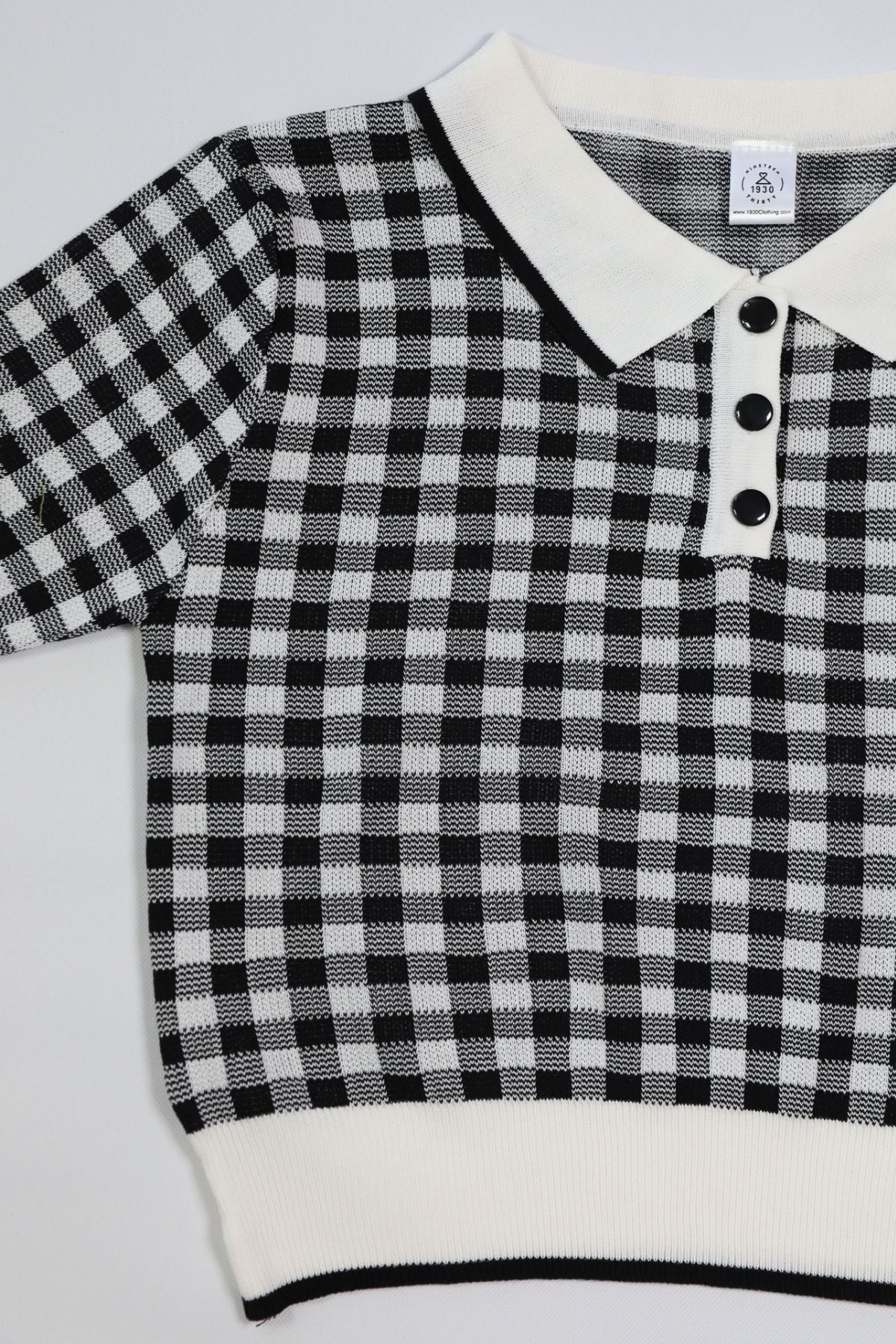 JENNA Plaid Knit Shirt (Black)