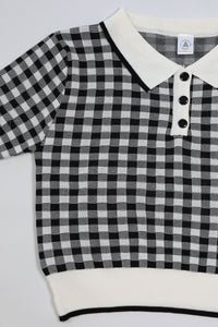 JENNA Plaid Knit Shirt (Black)