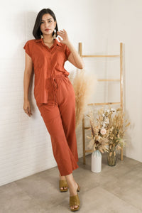 CASSIE Linen Top & Pants Co-ord (Rust Orange)
