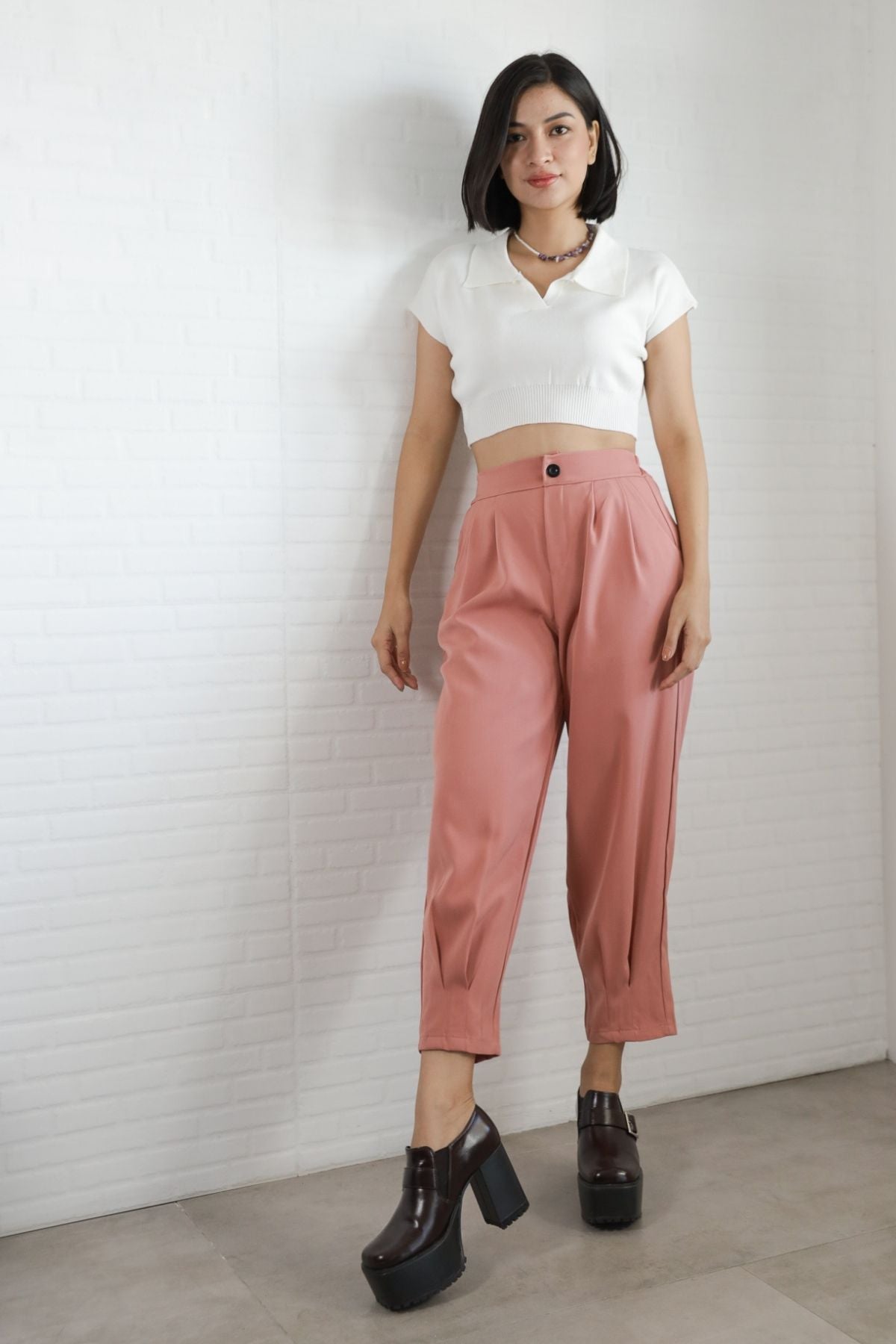LEXI Crop Knit Shirt (White)