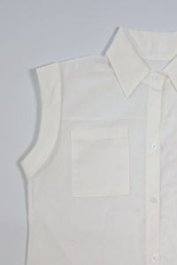 ERIN Button-down Sleeveless Top (White)