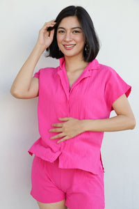 AVERY Linen Top & Shorts Co-ord (Magenta Pink)