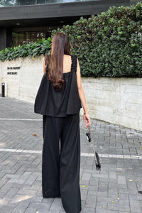 SHELBY Square-Neck Sleeveless Top & Pants Co-ord (Black)