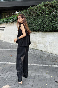 SHELBY Square-Neck Sleeveless Top & Pants Co-ord (Black)