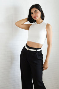 BAILEY Fuzzy Knit Tank Top (White)