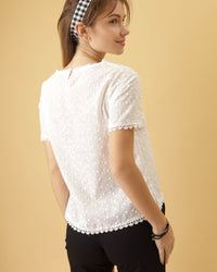 ROSALIND Dobby Dot Eyelet Top
