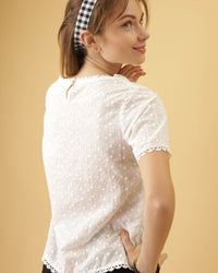 ROSALIND Dobby Dot Eyelet Top