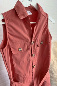 KAT Buttoned Tie-waist Jumpsuit (Dusty Rose)