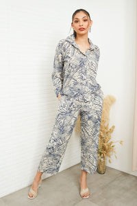 AITANA Tropical Lounge Top & Pants Co-ord (Blue)