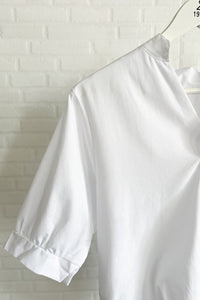 TAYLOR Relaxed Mandarin Collar Top (White)