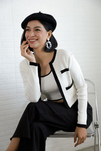 COURTNEY Knit Cardi Set (White)
