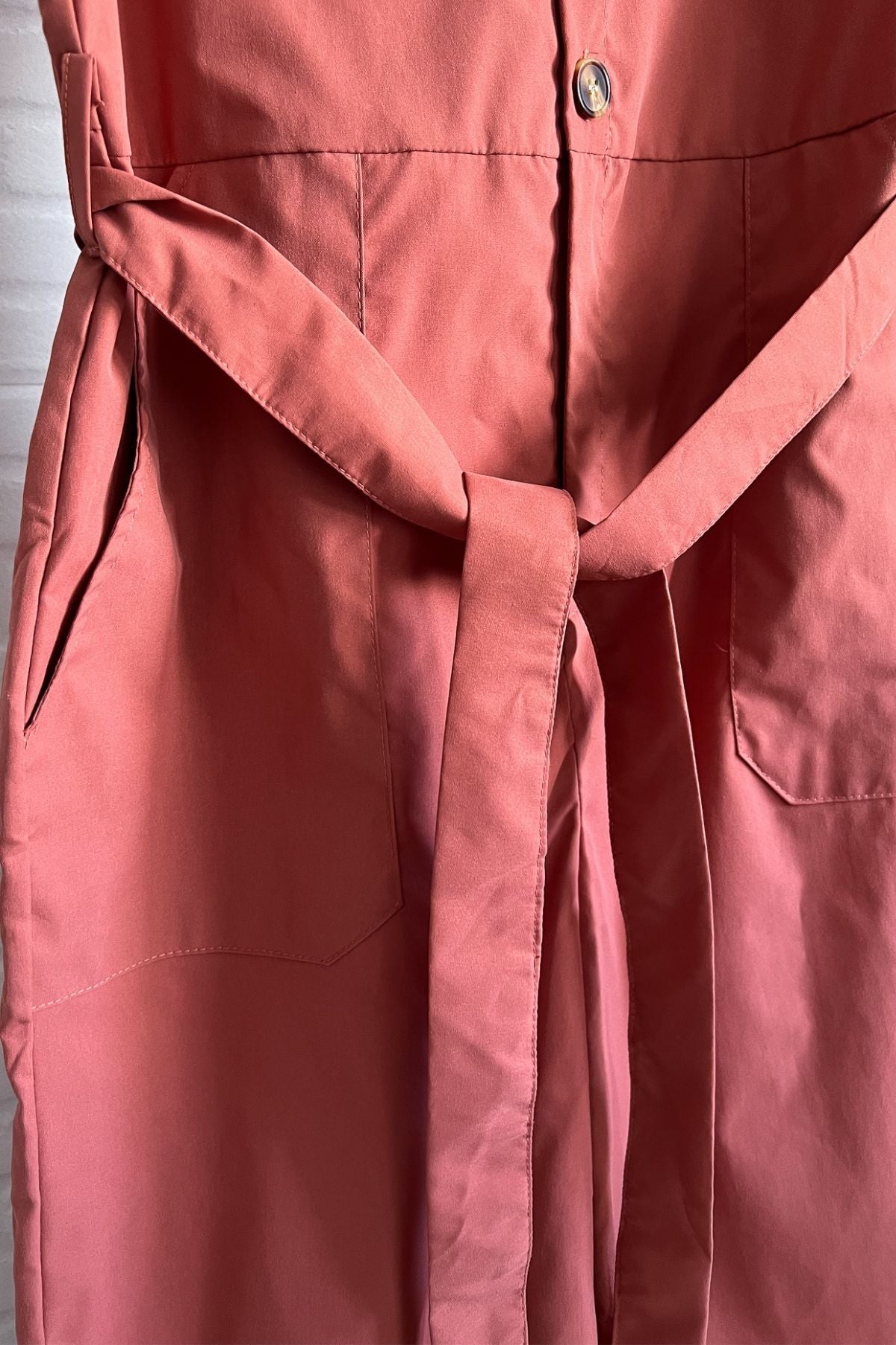 KAT Buttoned Tie-waist Jumpsuit (Dusty Rose)