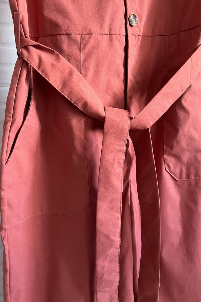 KAT Buttoned Tie-waist Jumpsuit (Dusty Rose)