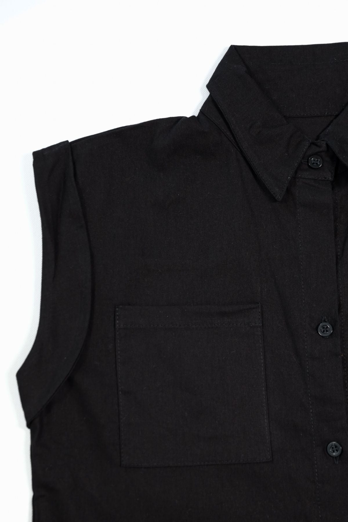 ERIN Button-down Sleeveless Top (Black)