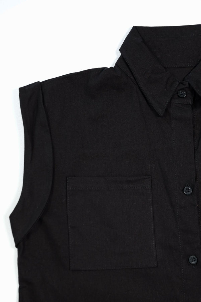 ERIN Button-down Sleeveless Top (Black)