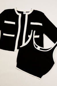 COURTNEY Knit Cardi Set (Black)