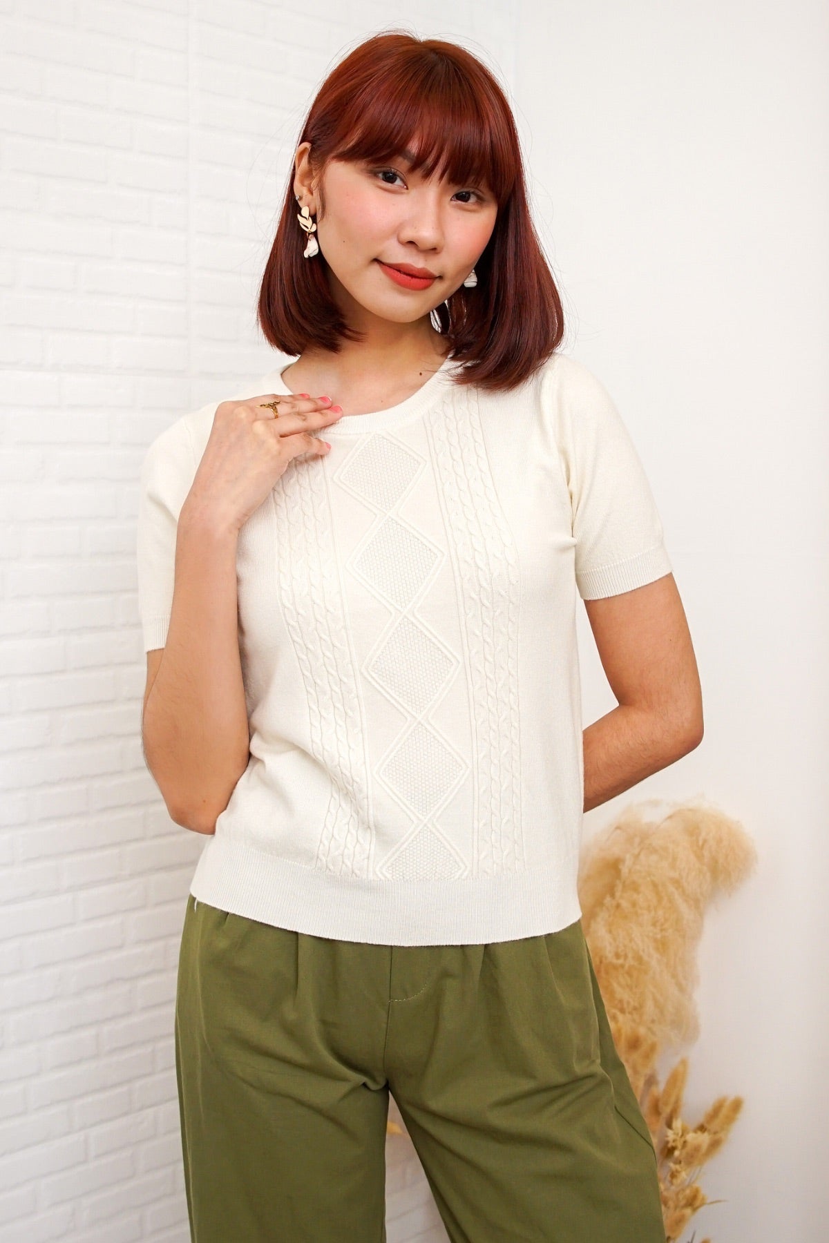 SLOANE Textured Knit Top (Cream)