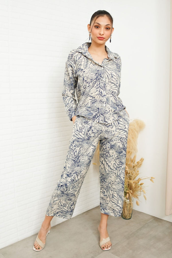 AITANA Tropical Lounge Top & Pants Co-ord (Blue)