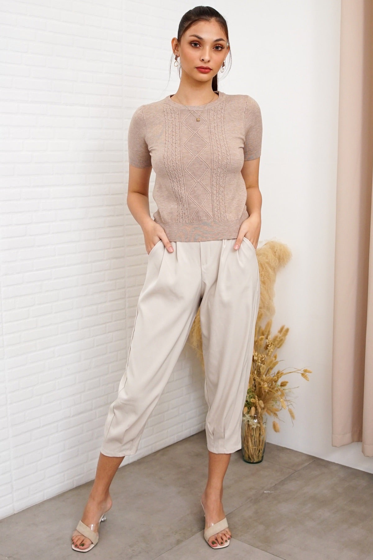SLOANE Textured Knit Top (Oat)