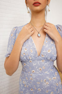 EVERLY Flutter-Sleeve Chiffon Dress (Powder Blue)