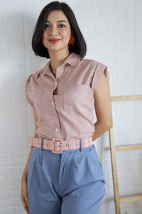 ERIN Button-down Sleeveless Top (Dusty Pink)