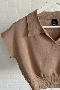 LEXI Crop Knit Shirt (Mocha)
