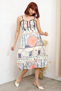 CELINE Spaghetti-Strap Midi Dress (Cream Peach)