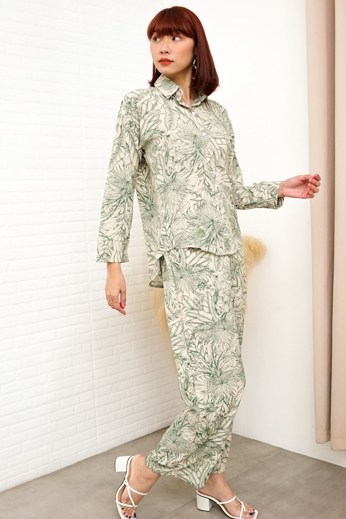 AITANA Tropical Lounge Top & Pants Co-ord (Green)