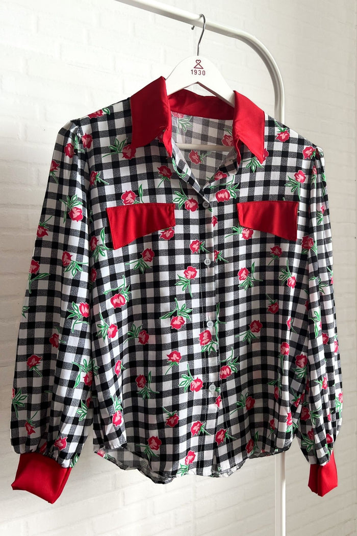 BECCA Rose Plaid Button-Down Shirt (Black)