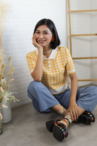 JENNA Plaid Knit Shirt (Yellow)