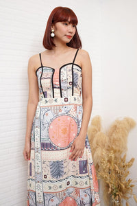CELINE Spaghetti-Strap Midi Dress (Cream Peach)