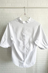 TAYLOR Relaxed Mandarin Collar Top (White)
