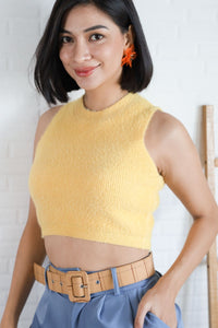 BAILEY Fuzzy Knit Tank Top (Pastel Yellow)