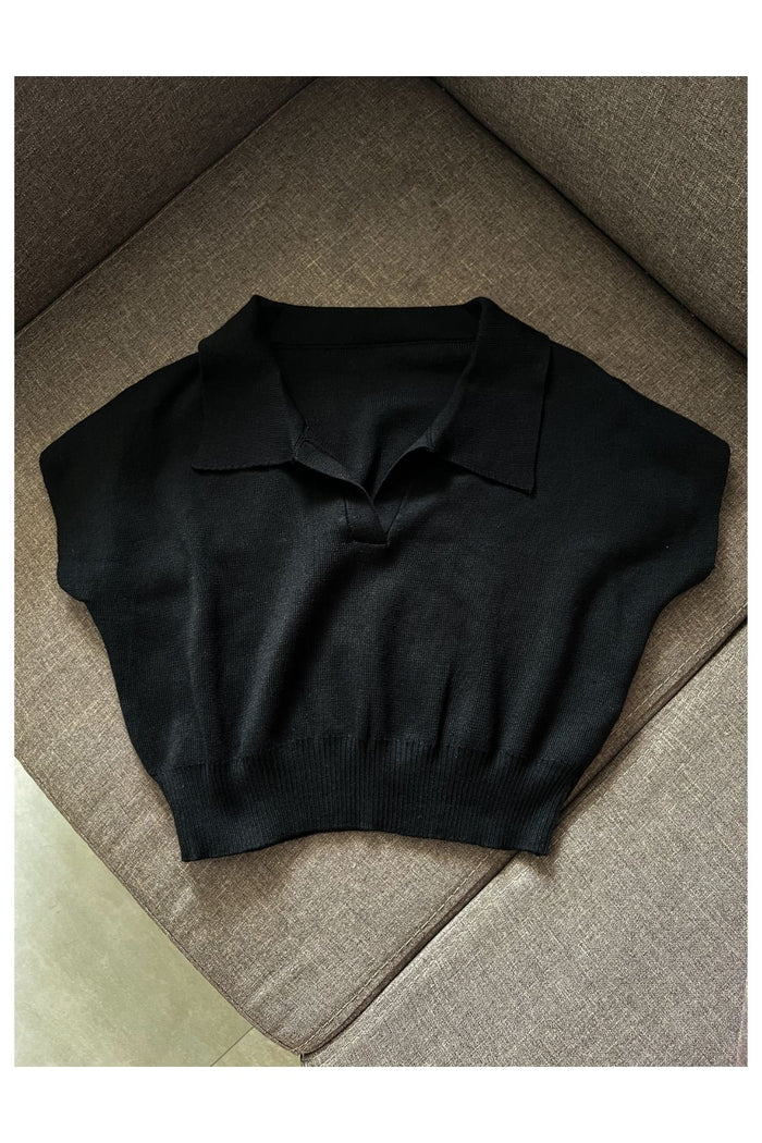 LEXI Crop Knit Shirt (Black)
