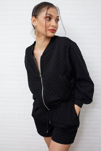 WYNTER Zip-Front Top & Shorts Co-ord (Black)