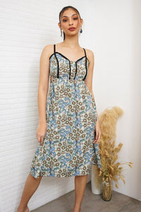 CELINE Spaghetti-Strap Midi Dress (Blue Green)