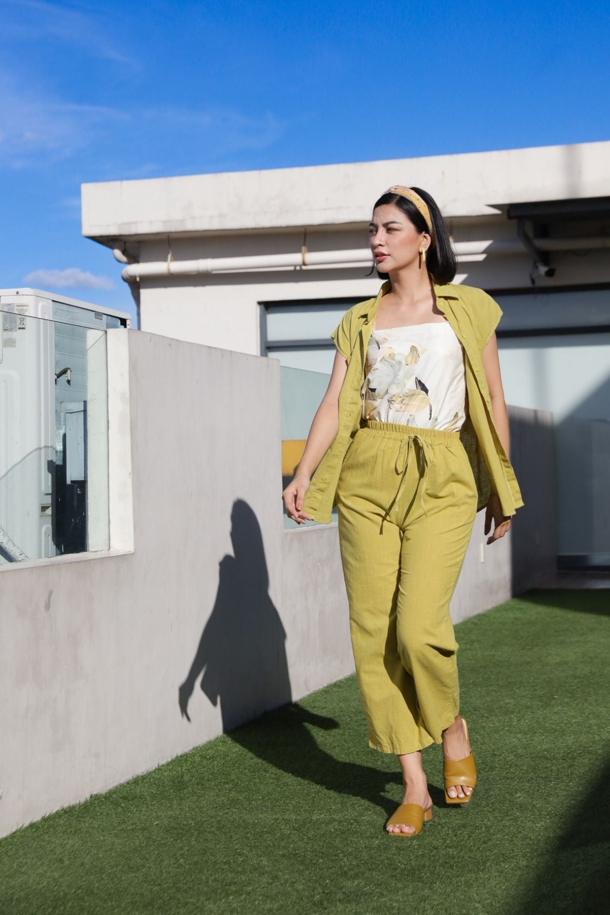 CASSIE Linen Top & Pants Co-ord (Lime)