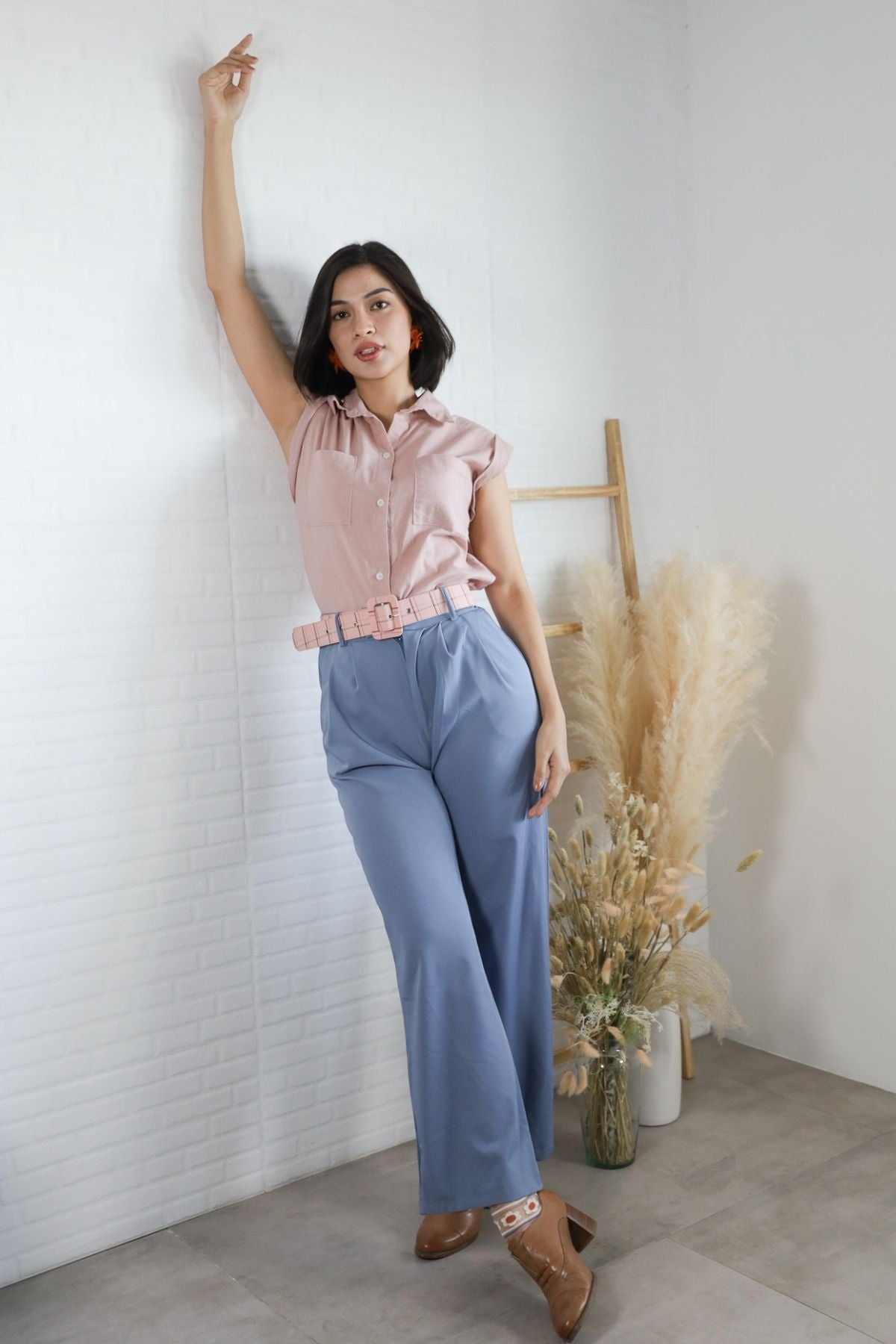 ERIN Button-down Sleeveless Top (Dusty Pink)