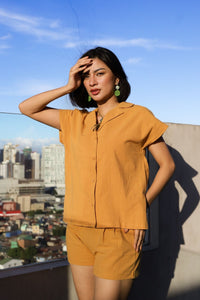 AVERY Linen Top & Shorts Co-ord (Saffron Yellow)
