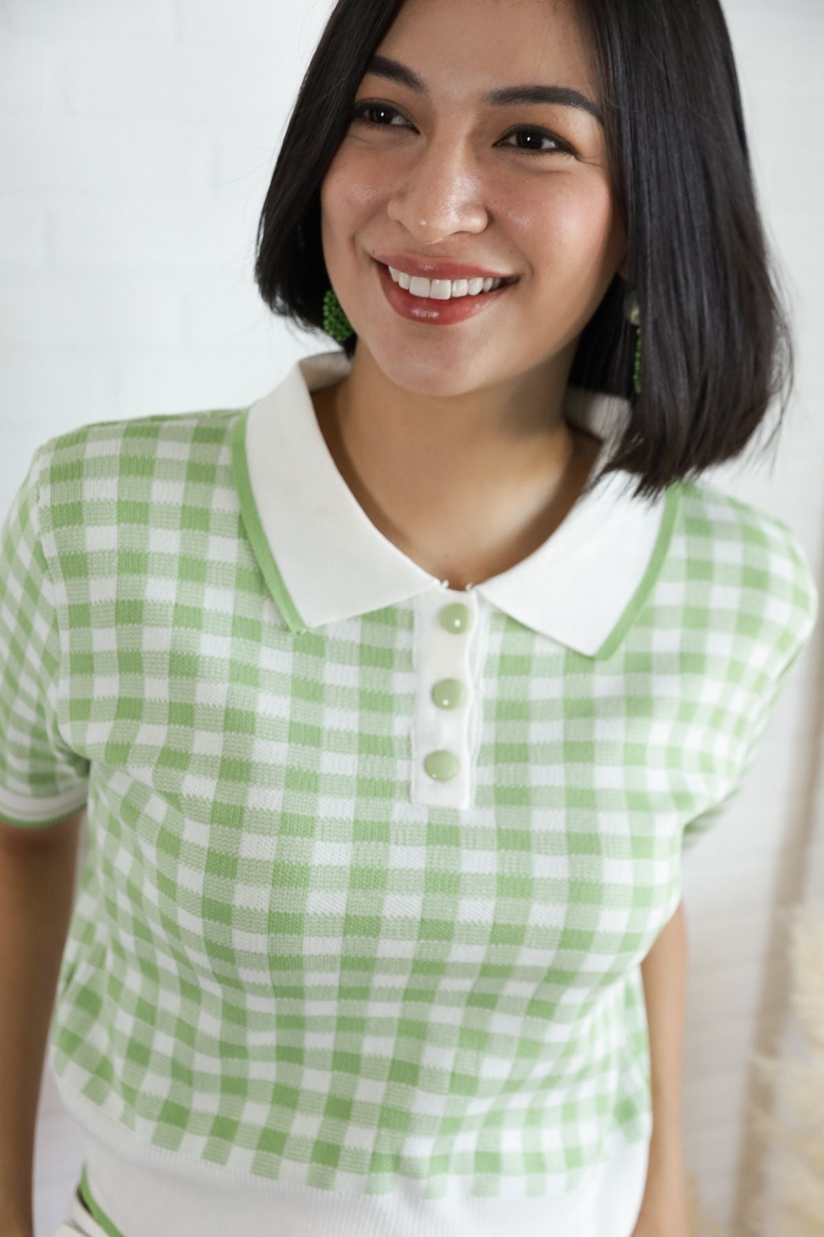 JENNA Plaid Knit Shirt (Green)