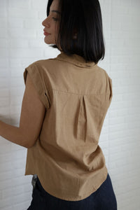 ERIN Button-down Sleeveless Top (Mocha)
