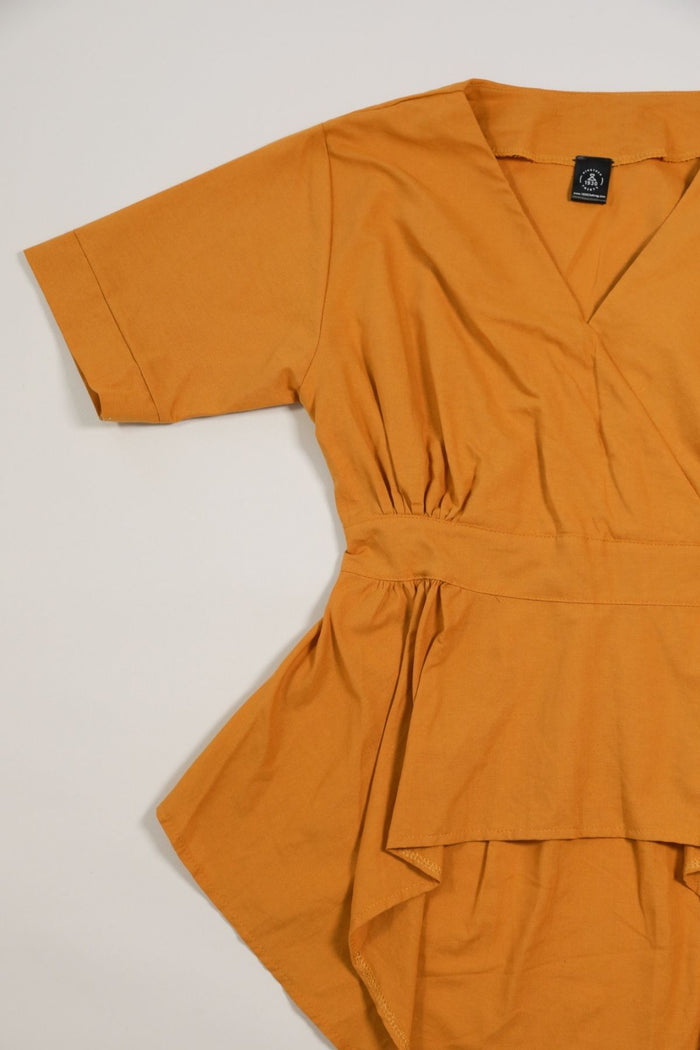 JACKIE V-neck Peplum Top (Mustard Yellow)