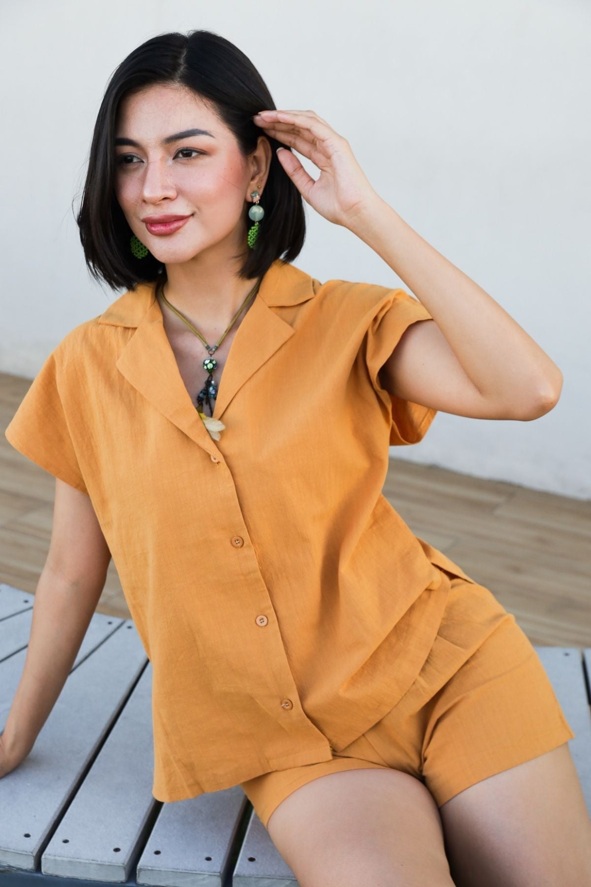 AVERY Linen Top & Shorts Co-ord (Saffron Yellow)