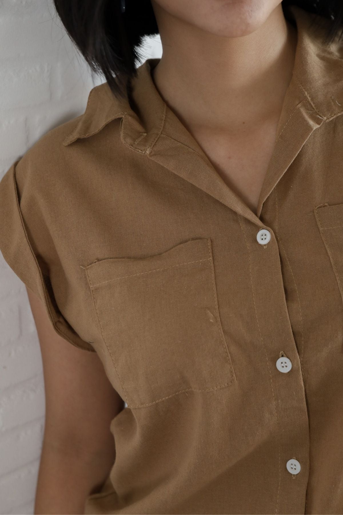 ERIN Button-down Sleeveless Top (Mocha)