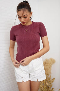 SLOANE Textured Knit Top (Plum)