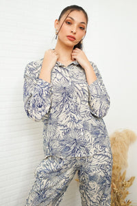 AITANA Tropical Lounge Top & Pants Co-ord (Blue)