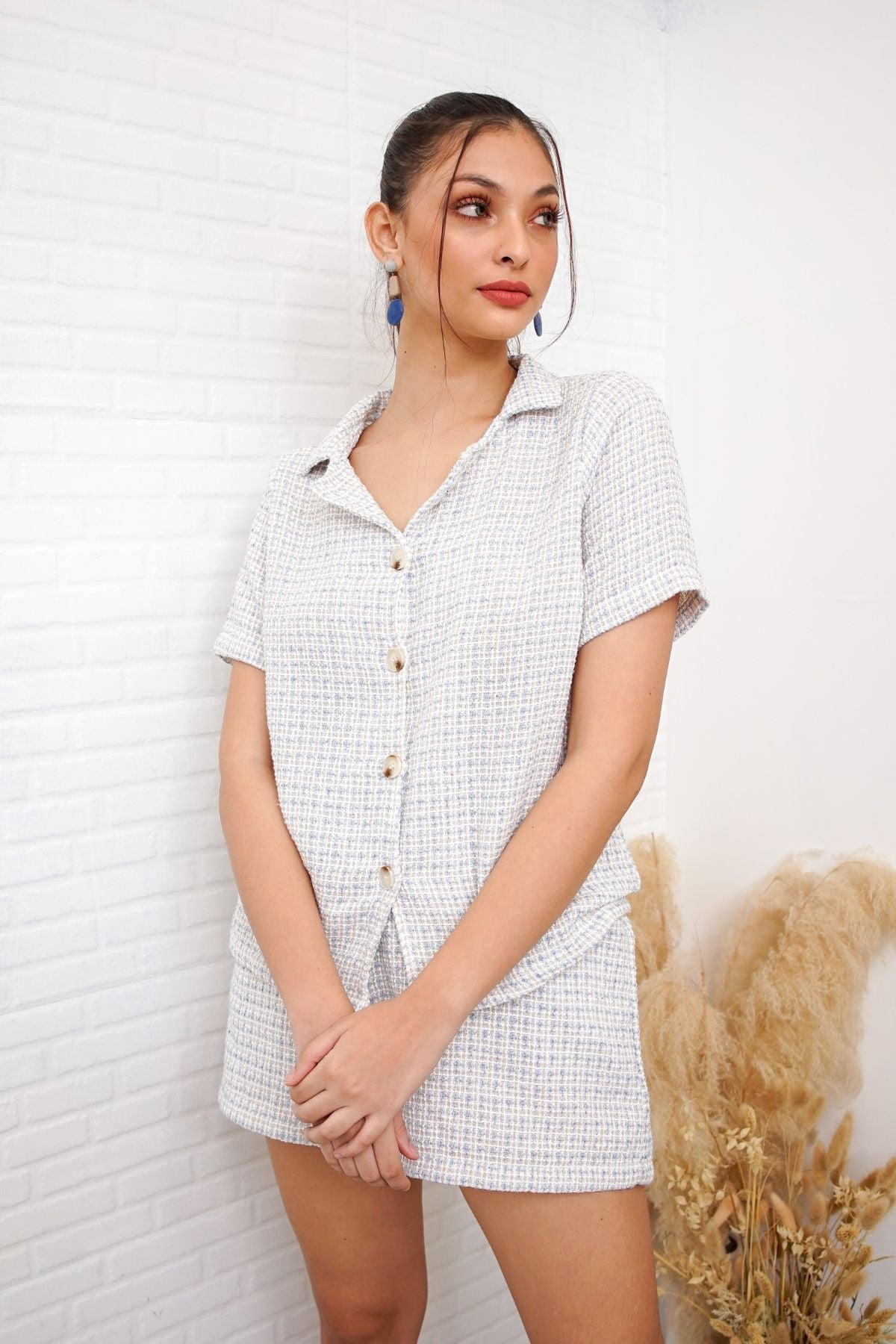 Petite Tweed Co Ord Set Womens EMERSYN Tweed Blazer Top