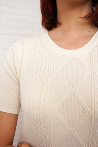 SLOANE Textured Knit Top (Cream)