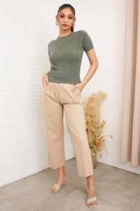 ALEXIS Soft Textured Knit Top (Moss Green)